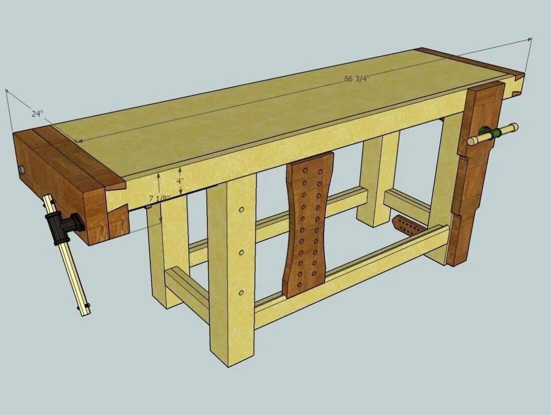 Чертёж верстака своими руками Woodworking plans diy, Workbench plan, Woodworking