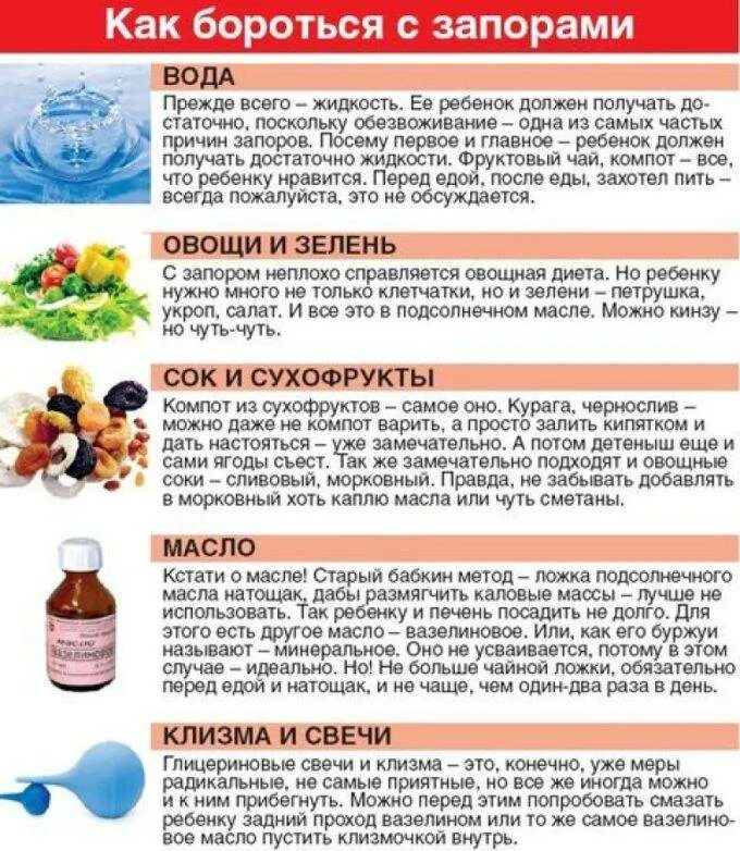 Что можно дать ребенку от запора