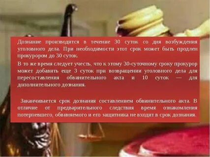 Срок дознания составляет 30 суток