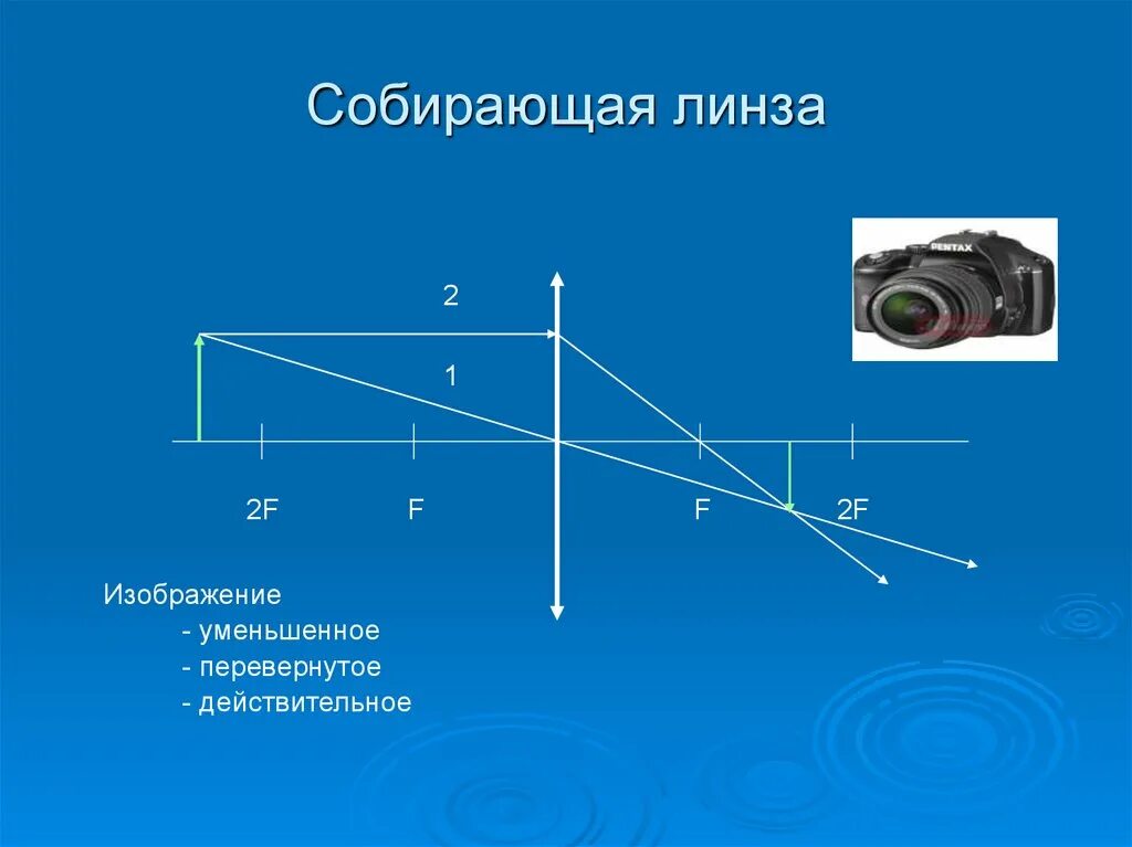 Линза 2f>2f. Собирающая линза. Уменьшенное изображение в собирающей линзе. Увеличенное изображение собирающей линзы. Какие линзы дают изображение увеличенное