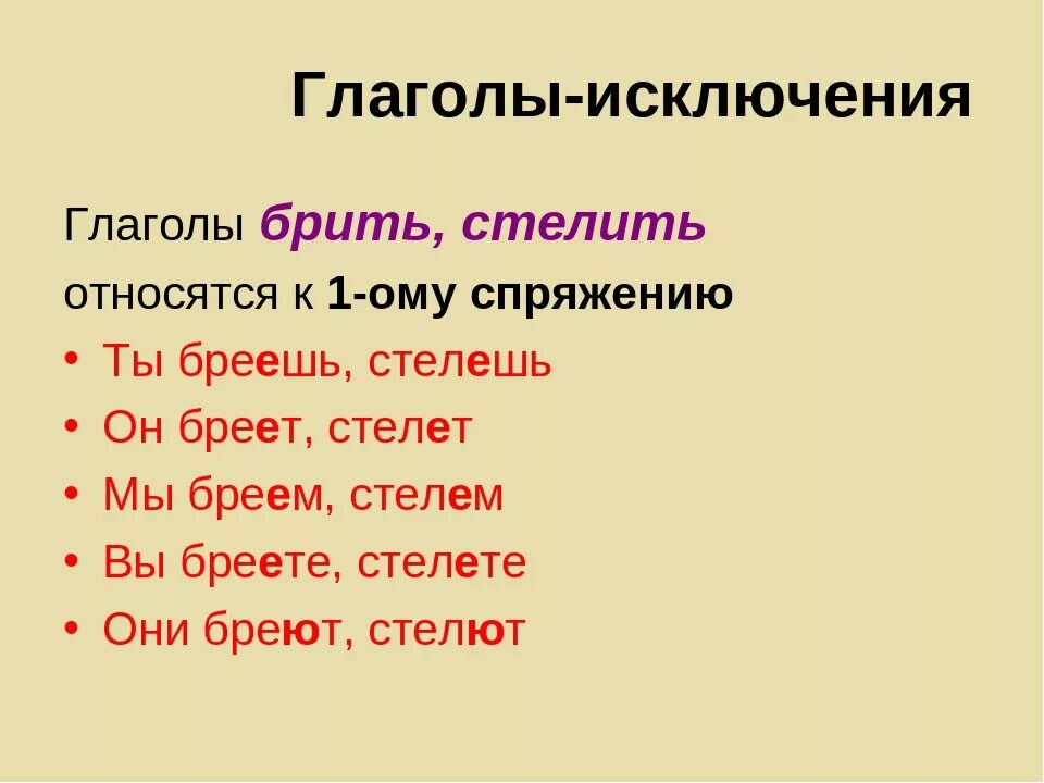 Глаголы исключения. Брить стелить исключения. Глаголы исключения брить стелить. Слова исключения брить стелить. Видео исключения