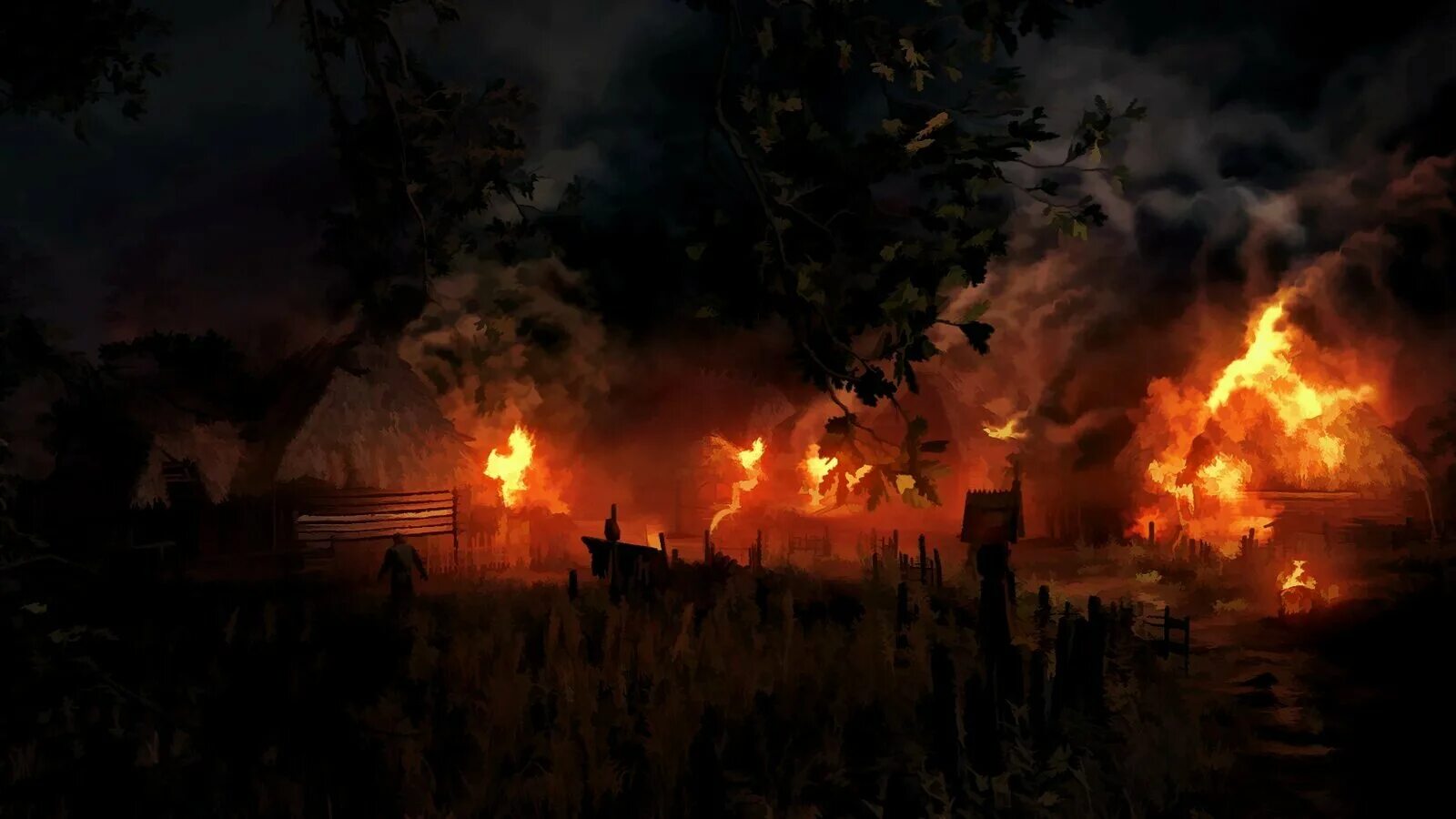 Нападение на деревню. Ведьмак горящая деревня. Сожженная деревня Ведьмак 3. Ведьмак 3 сгоревшая деревня. The Witcher 3 Wild Hunt.