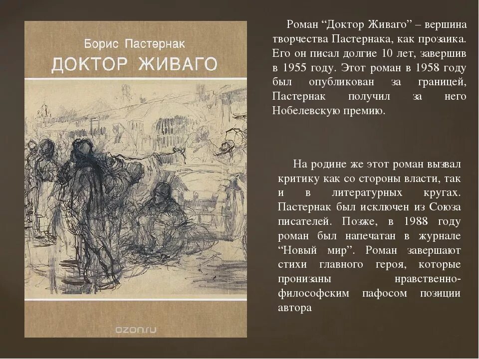 Образ Юрия Живаго в романе Пастернака. Цикл стихотворений живаго