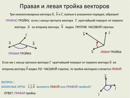 Определить какой тройкой является тройка векторов