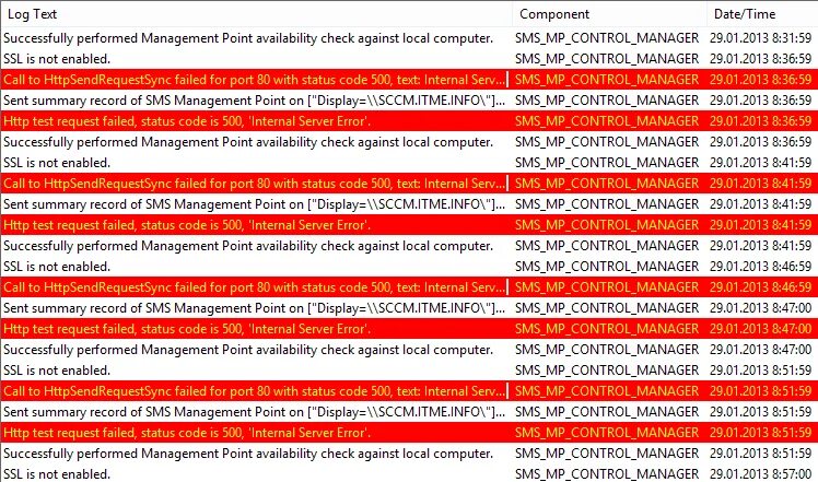 ConfigMgr 2012. Не работает Management Point после установки обновлений Windows