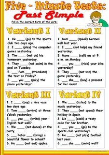 Five-Minute Tests: Past Simple.