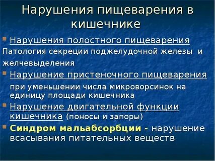 Нарушение усвоения пищи