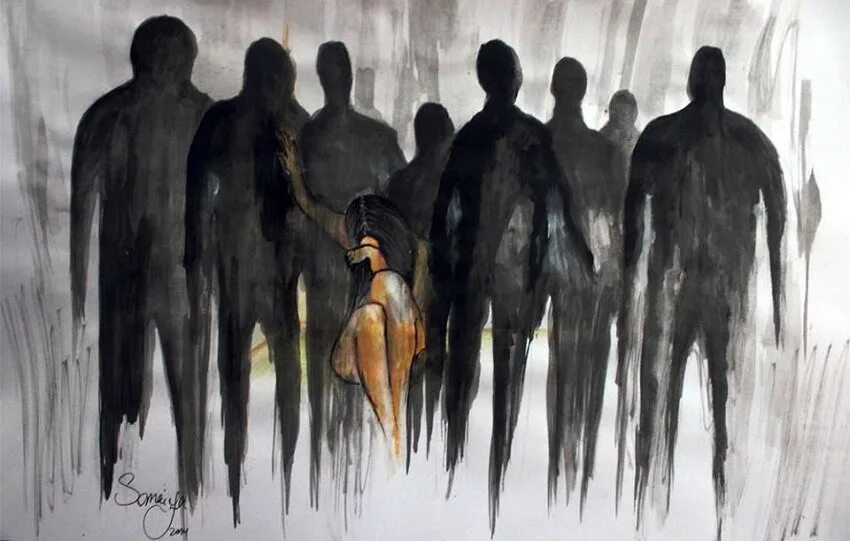 Мужчина и женщина отвернулись. Международный знак о домашнем насилии. Плакаты против домашнего насилия. Насилие над душой. Внешность обманчива.