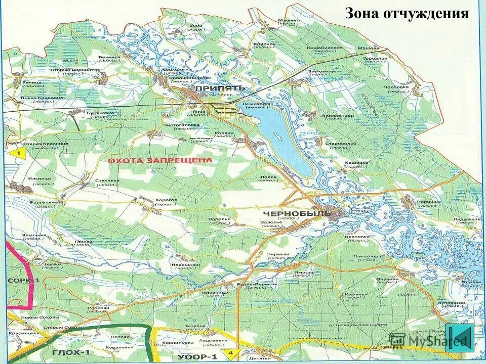 Зона отчуждения Чернобыльской АЭС карта. Чернобыльская зона отчуждения на карте. Карта Чернобыльской зоны отчуждения и Припяти. Площадь зоны отчуждения Чернобыльской АЭС на карте.