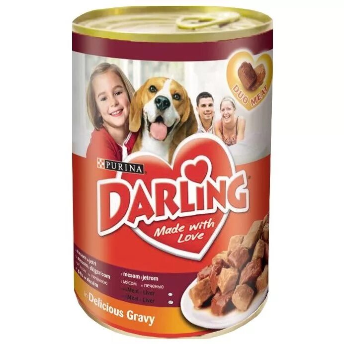Корм для собак в банках. Дарлинг корм влажный. Darling корм для собак. Корм для собак Пурина Дарлинг. Консервы Дарлинг для собак.