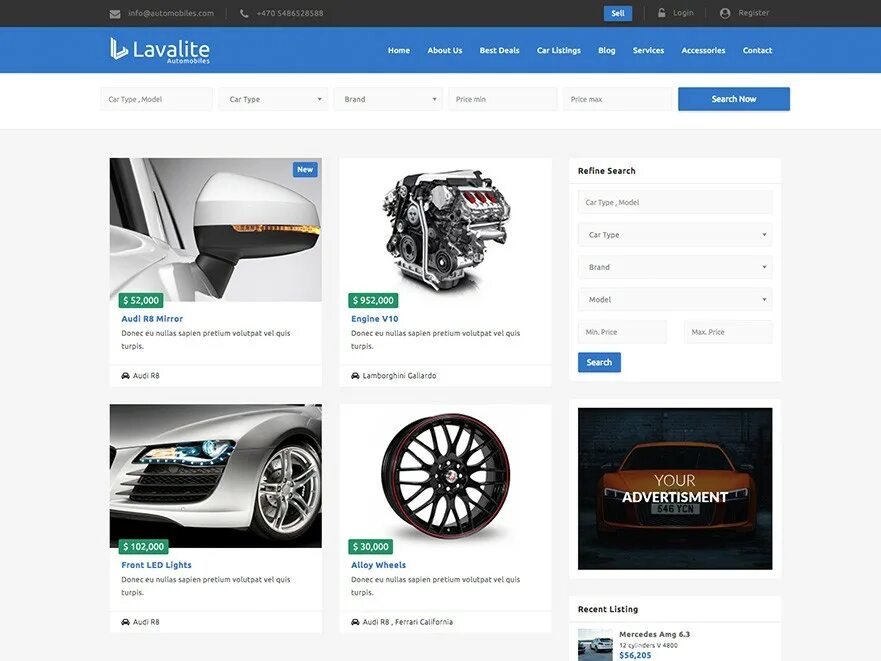 Подобрать фильтр по автомобилю. Как на сайте AJS выбрать по марке авто. LAVALITE. Web classifieds site. Mirror script Pro.