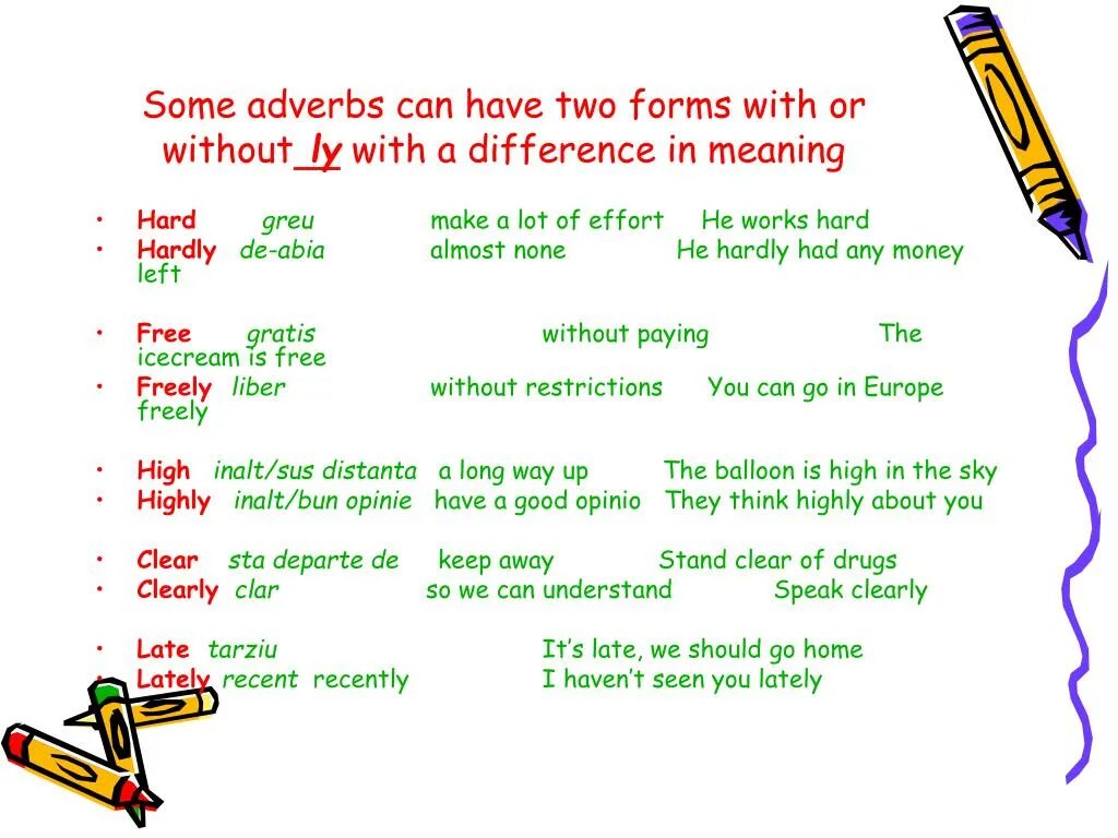 Hard adverb form. Adverbs without ly. Adverb form. Adverbs with two forms and differences in meaning. Adverbs of time презентация.