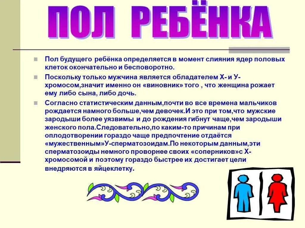 За пол ребенка отвечает мужчина