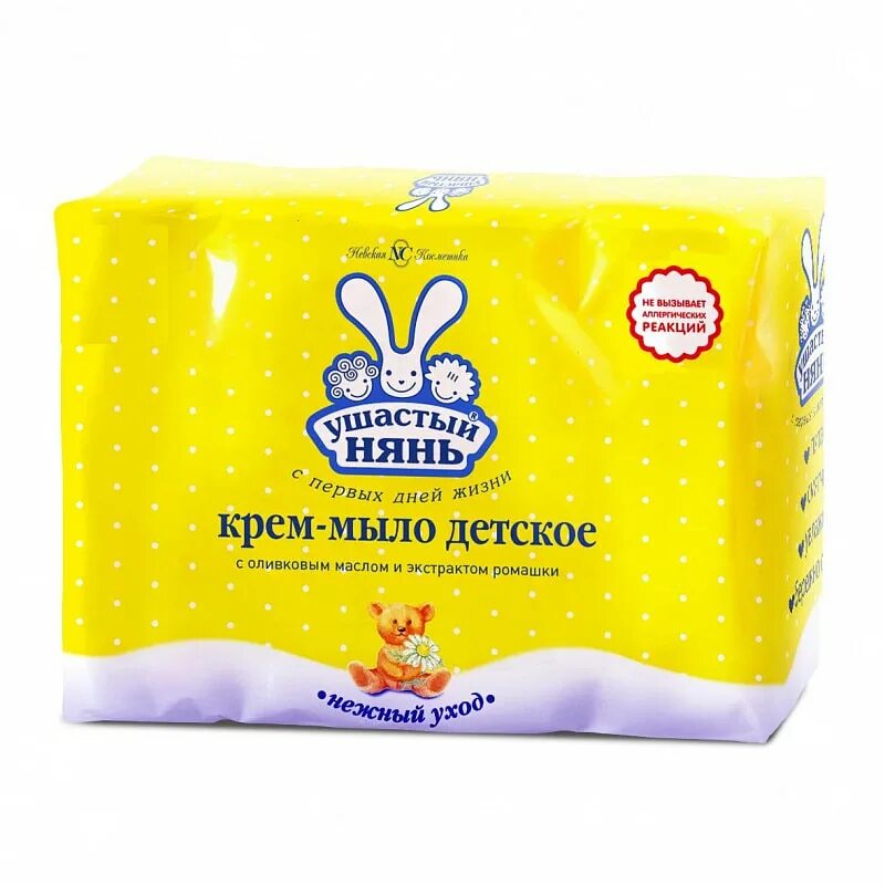 Детский кусковое мыло. Ушастый нянь мыло-крем 4х100гр алоэ. туалетное мыло 90гр ушастый нянь. крем-мыло &quot;ушастый нянь с ромашкой&quot; 4х100г * 18шт (10198). ушастый нянь крем-мыло ромашка 90гр нк.
