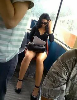 Up skirt on the bus