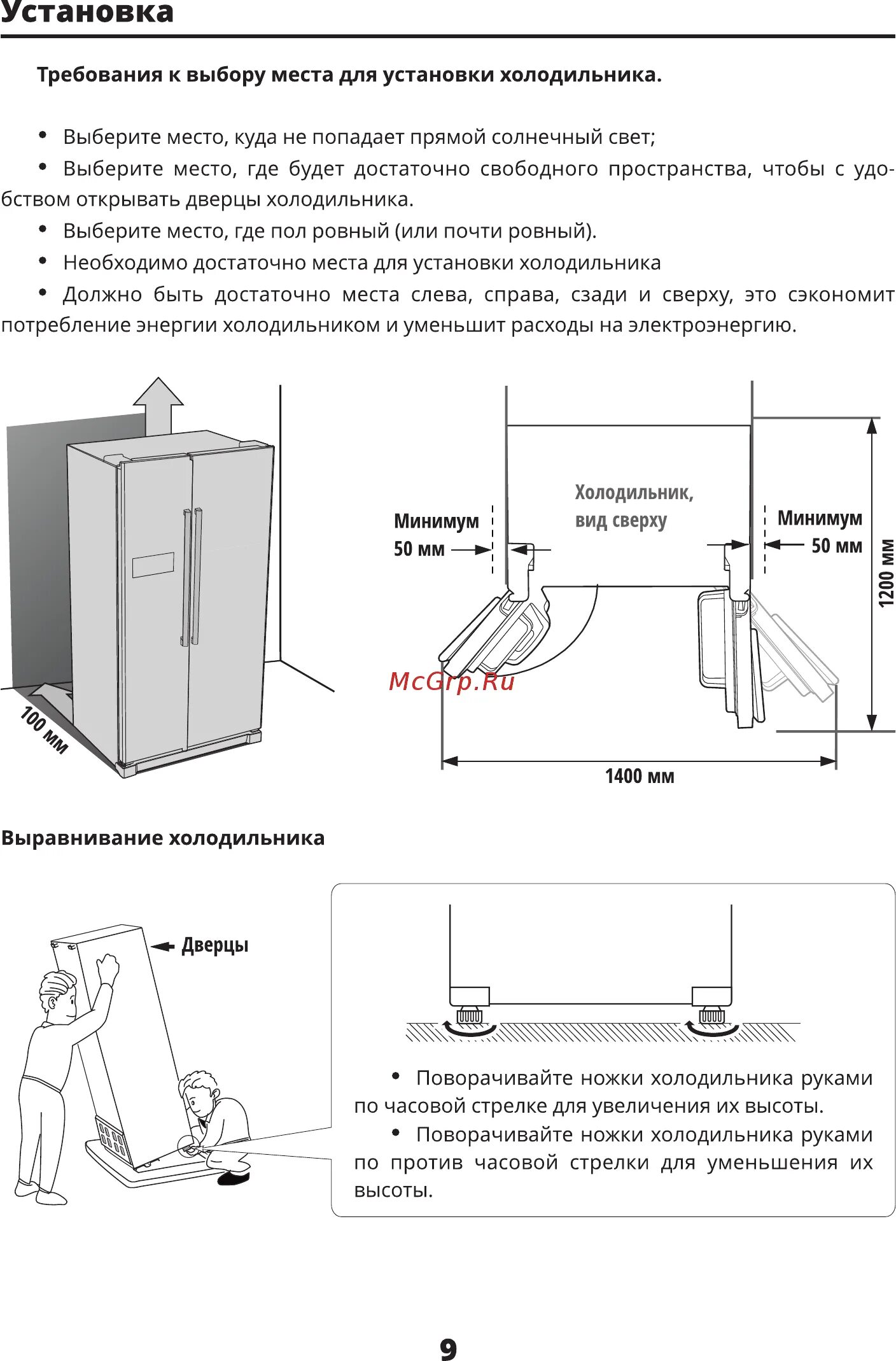 На сколько ставить холодильник