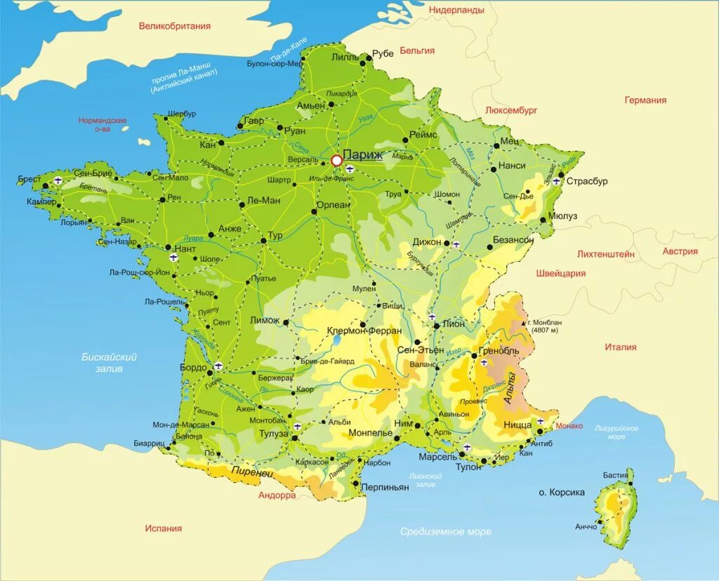 Франция моря и океаны. Географическая карта Франции. Географическое положение Франции на карте Европы. Карта Франции с городами на французском языке. Географическое положение Франции карта.