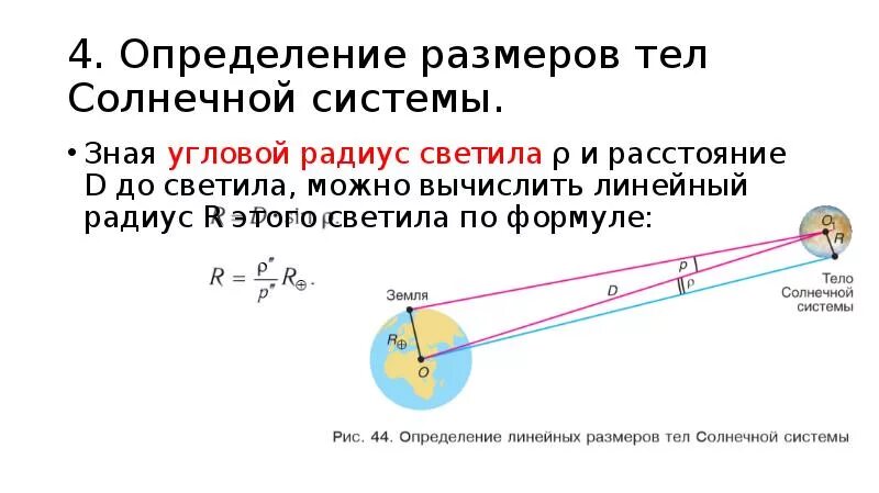 Как найти угловой диаметр. Формула определения линейного радиуса светила. линейный и угловой радиус. угловой радиус. угловой радиус светила.
