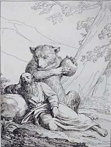 Трудолюбивый медведь басня крылова. И. Крылов пустынник и медведь. Пустынник и медведь. Басня пустынник и медведь.