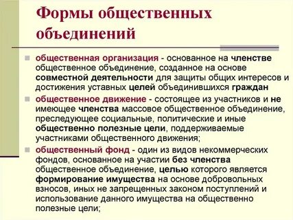 В каких формах создаются общественные объединения
