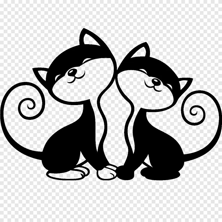 2 нарисованных котиков