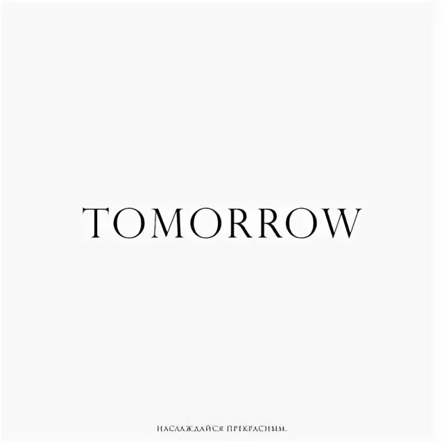 Save tomorrow for tomorrow. Save tomorrow for tomorrow