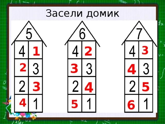 Заселим дом 4. Засели числовые домики. засели числа в домики 2. засели домики числами 1. засели домики состав числа.
