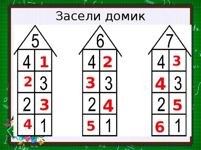 Засели домики состав числа. Засели числовые домики. Засели числа в домики 2. Засели домики числами 1.