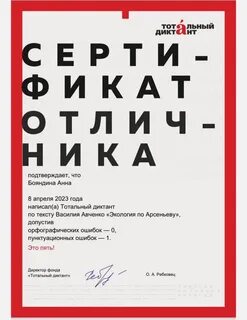 Результат диктанта 2023