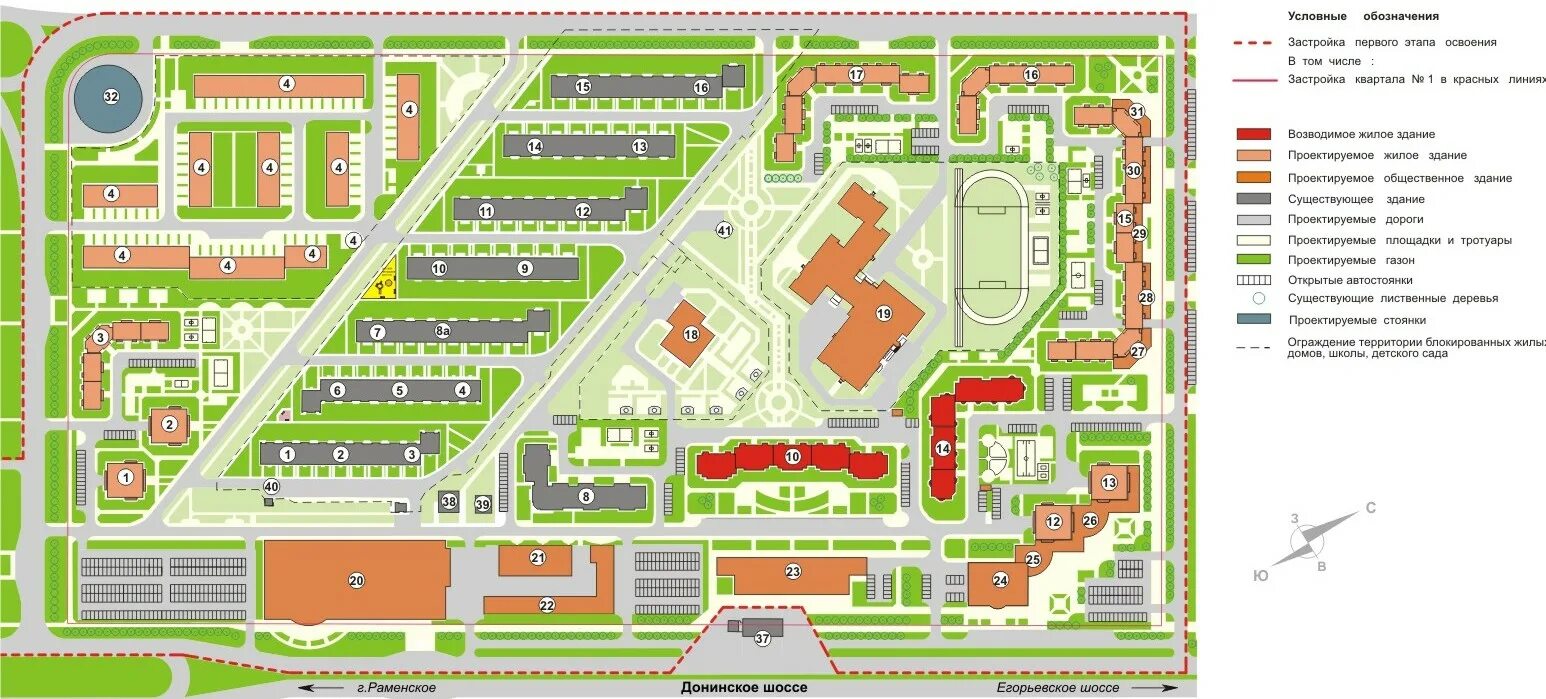 Карта 1 квартала. Застройка 10 микрорайона Раменского.