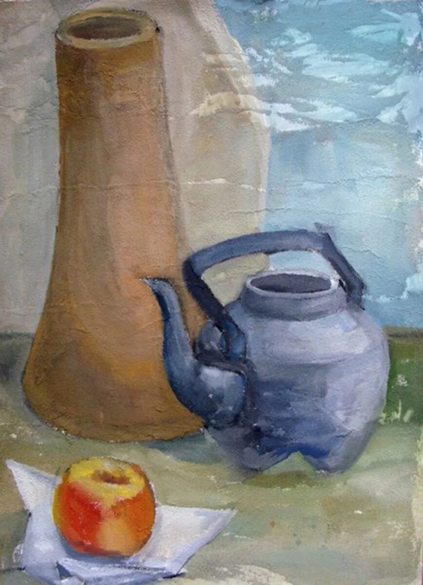 Натюрморт с драпировкой. Два предмета быта. Два предмета быта. Постановки для живописи. Простенький натюрморт.