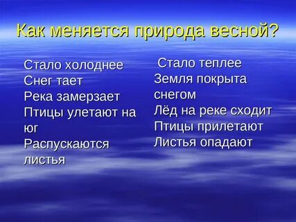 План ответа как преображается природа весной