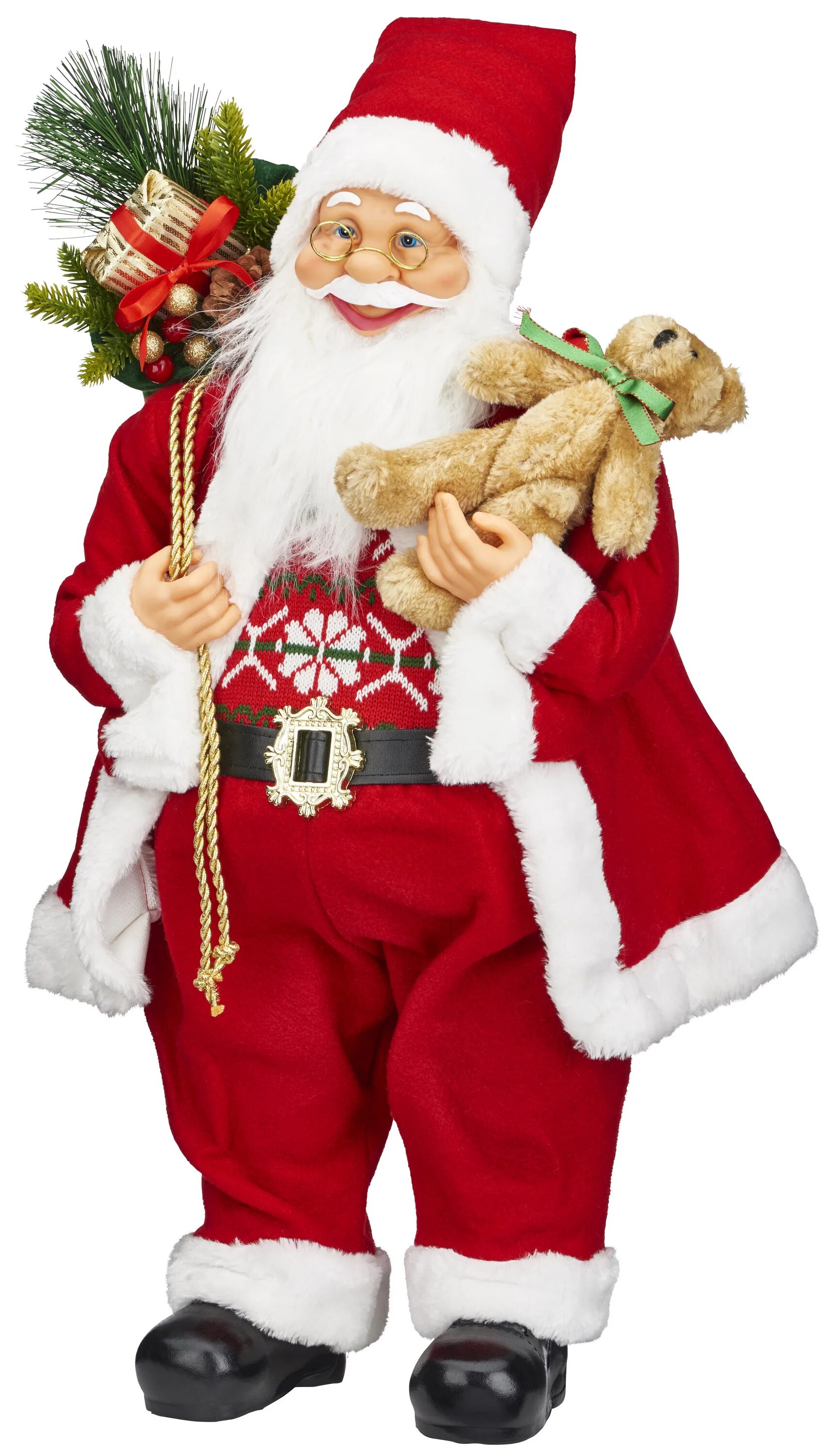 Валберис дед Мороз Санта фигурка 60 см. Игрушка Санта Клауса 60см.