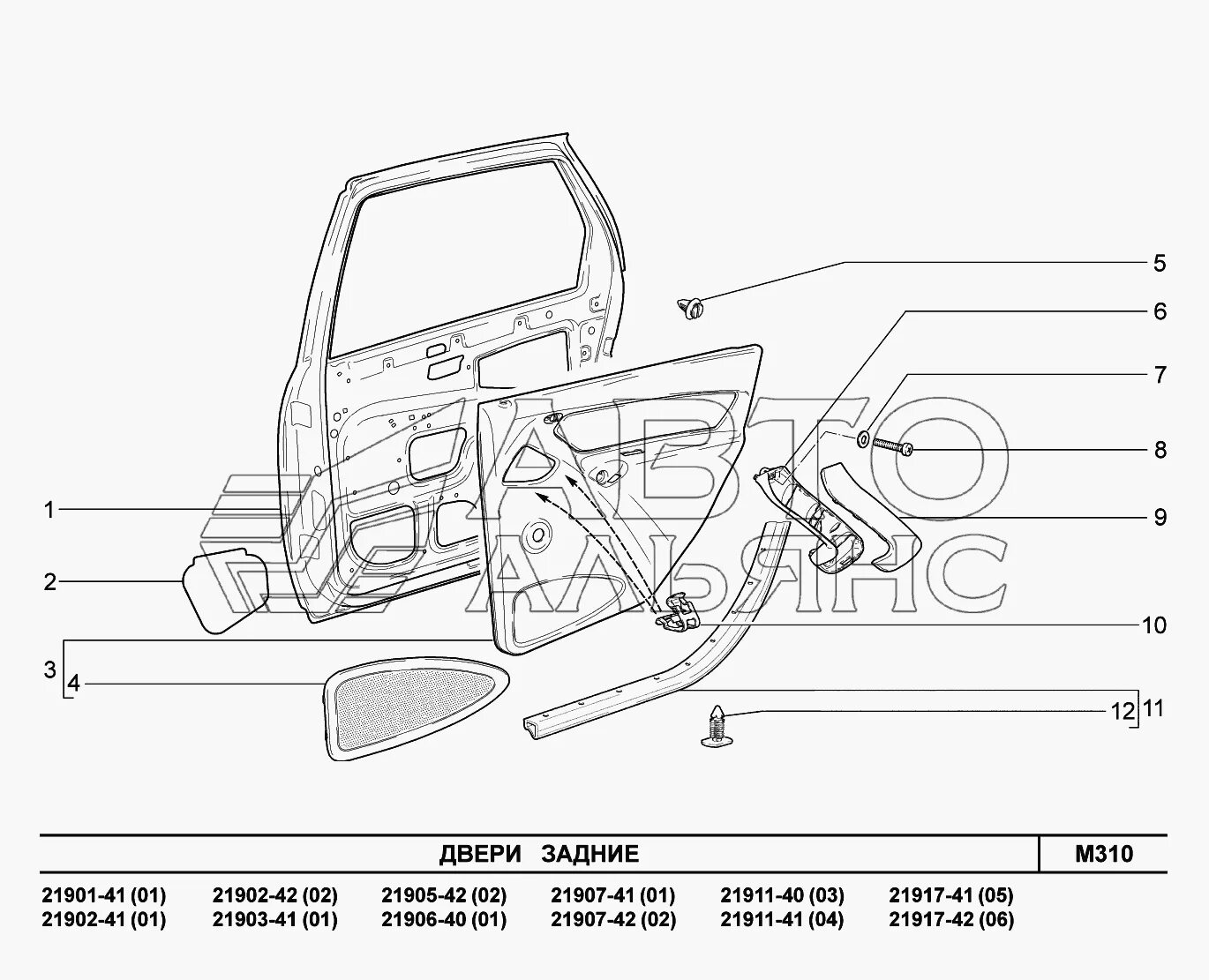 Накладки на внутренние пороги дверей Lada (ВАЗ) Granta лифтбек Русская Артель NL