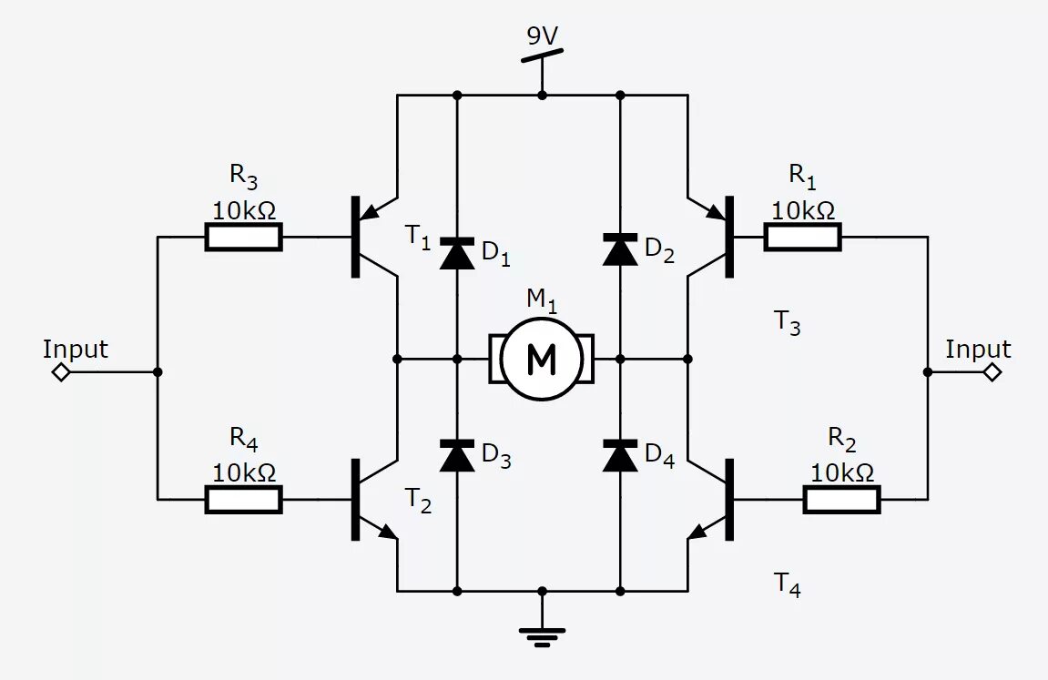 Н мост на биполярных транзисторах кт803а mosfet H-Bridge driver circuit design Electrical Engineering Stack Exchange