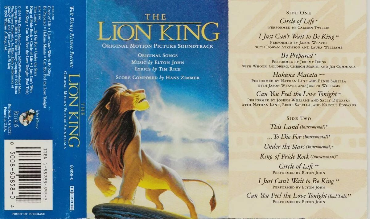 The original king. Elton John the Lion King 1994. Elton John Lion King обложка альбома. Король Лев Ханс Циммер. The Lion King OST 1994.
