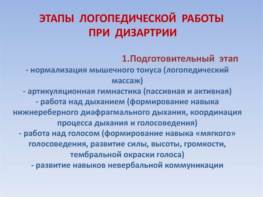 Направление логопедия. Этапы коррекционной работы при дизартрии. Этапы логопедического воздействия при дизартрии. Этапы логопедической работы по коррекции дизартрии. Этапы работы логопеда при дизартрии.