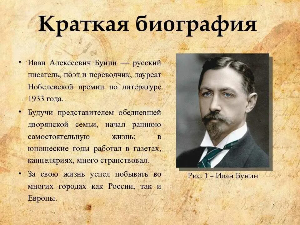 Бунин краткая биография.