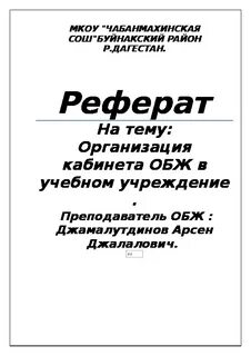 Образец реферата по обж