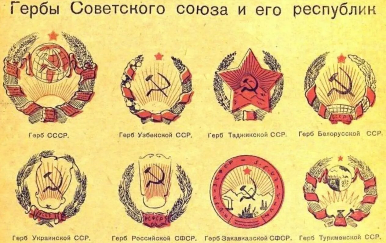 В чем советский союз был первым. Первый герб СССР 1922г. Первый герб СССР 1923. Эволюция герба СССР. Гербы республик советского Союза.