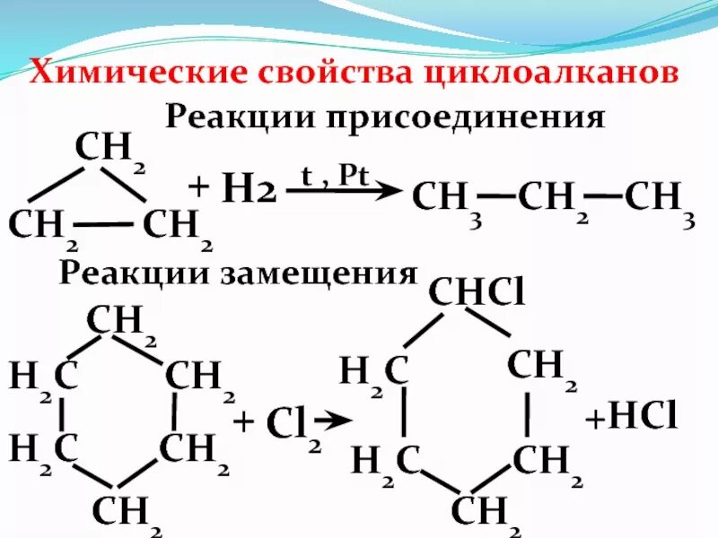 Реакция присоединения циклоалканов. Реакция замещения циклоалканов. химические свойства циклоалканов реакции присоединения и замещения. химические свойства циклоалканов реакции замещения. химические свойства циклоалканов радикальное замещение.