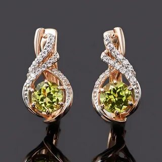 Серьги с хризолитом