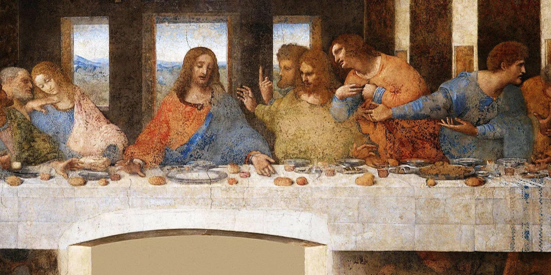 Тайны картины тайная вечеря. Леонардо да Винчи Тайная вечеря оригинал. Фреска да Винчи Тайная вечеря. Последняя вечеря Леонардо да Винчи. Леонардо да Винчи 12 апостолов.