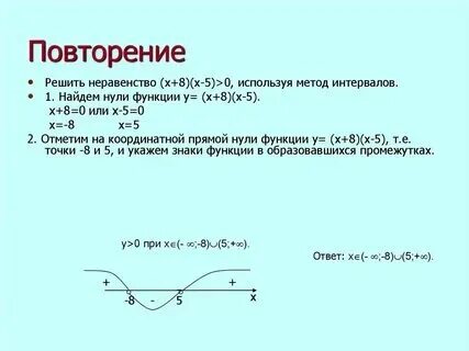 Как решать методом интервалов неравенство