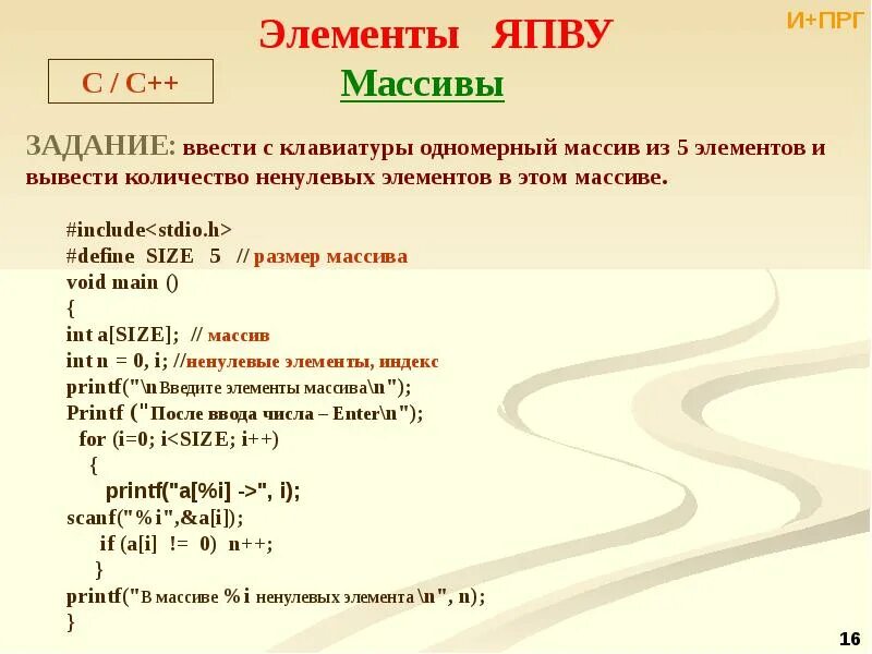 Элементы массива. Ненулевые элементы массива это. Как вывести элементы массива. Произведение ненулевых элементов массива.