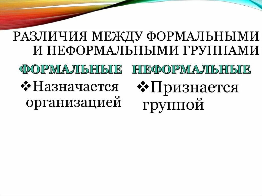 Формальные и неформальные организации. Формальная группа и неформальная группа. Различие между формальными и неформальными коллективами. Формальные группы в организации. Примеры формального и неформального общества