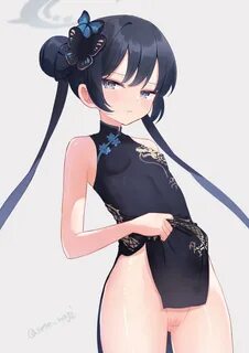 hair_bun hair_ornament halo has_bad_revision has_censored_revision highres kisaki...