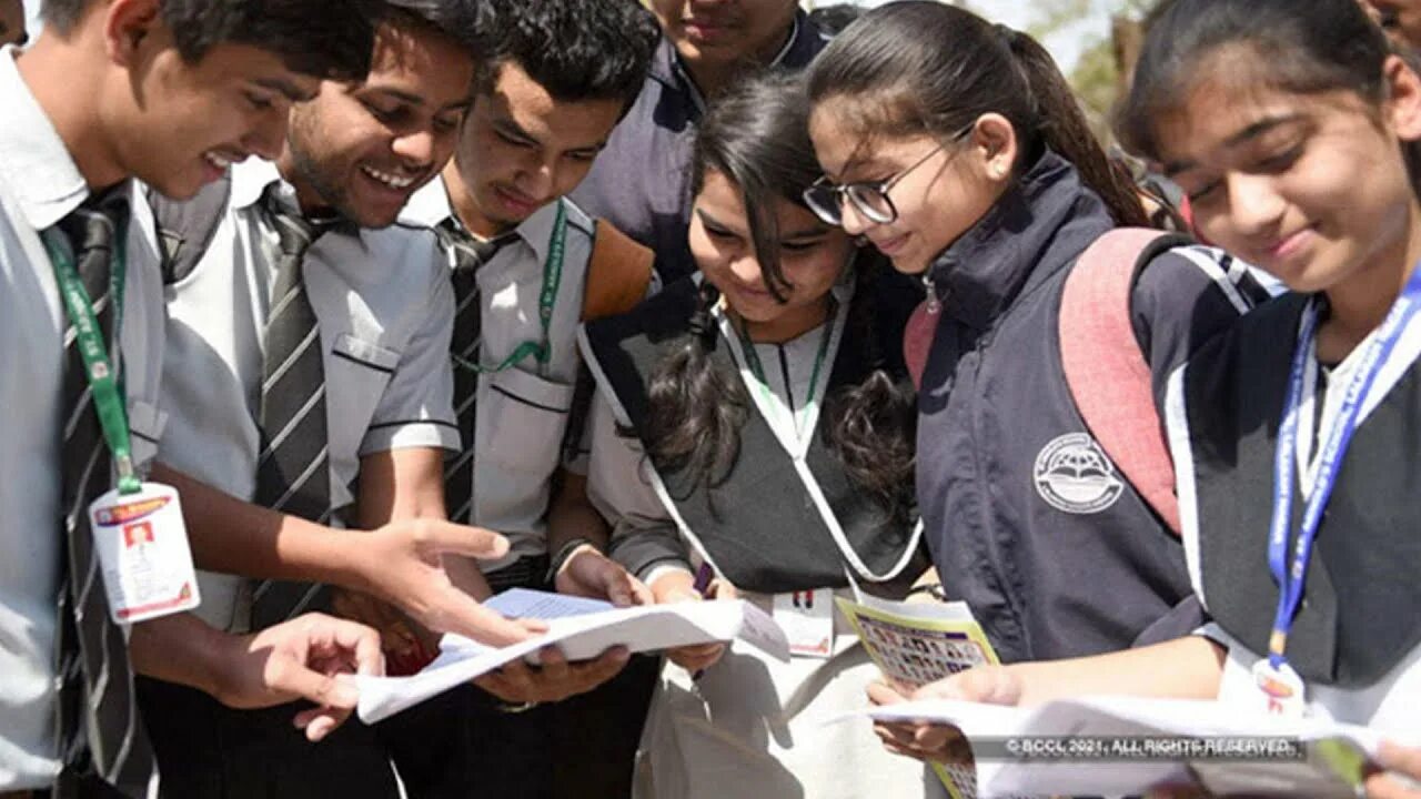 Students pass the exam. Education exams centre.