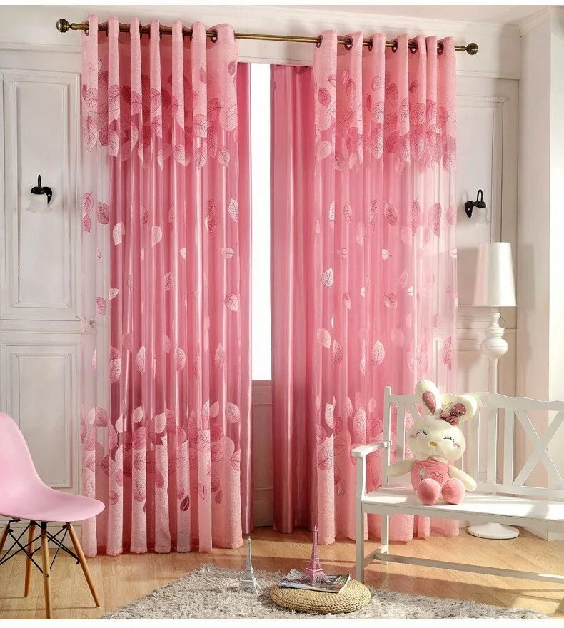 Розовые шторы. Розовые занавески. Занавески в спальню для девочки. Розовые шторы в детскую.