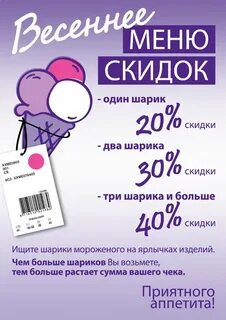 Меню скидок
